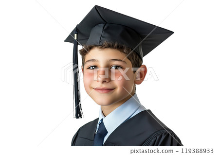 Boy graduating on transparent background. AI-generated item. 119388933