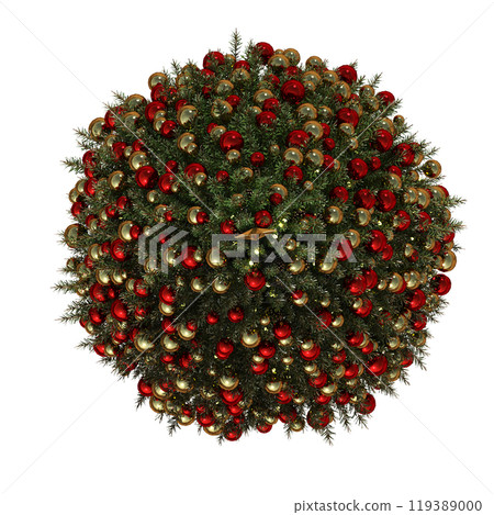Christmas tree with decorations, isolate on a transparent background, 3d illustration, cg render Christmas tree with decorations, isolate on a transparent background, 3d illustration, cg render 119389000