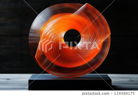 Orange Circular Sculpture in Dynamic Form Orange Circular Sculpture in Dynamic Form 119389175
