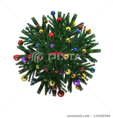 Christmas tree with decorations, isolated on white background, 3D illustration, cg render 119389366