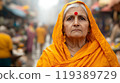 Generative AI Image of Beautiful Indian Woman Wear Veil in Busy Street Market at Bright Day 119389729