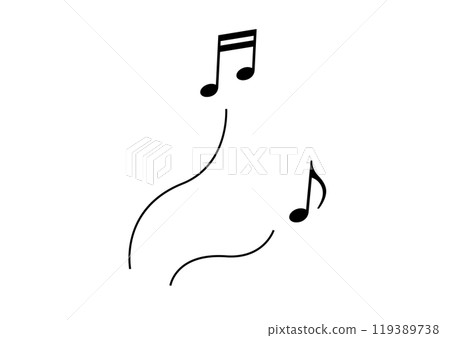 帶有音符的波浪線,代表嗡嗡聲的符號 帶有音符的波浪線,代表嗡嗡聲的符號 119389738