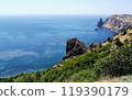 Sea bay with rocks, Crimea, Europe 119390179