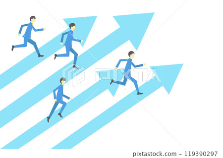 商人在右肩上帶著向上的箭頭奔跑 119390297