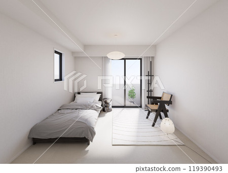 Single room, 1R, interior, monochrome, Japanese modern, for men, simple, minimalist 119390493