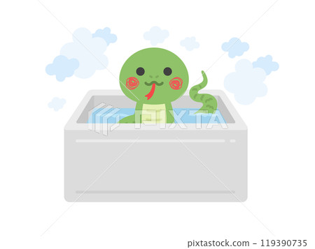 蛇角色洗澡的插圖 蛇角色洗澡的插圖 119390735