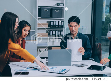 Stress, business people and employee frustrated with multitasking, pressure or overworked by team in chaos with paperwork. Anxiety, headache and worker overwhelmed by group and burnout in crisis Stress, business people and employee frustrated with multitasking, pressure or overworked by team in chaos with paperwork. Anxiety, headache and worker overwhelmed by group and burnout in crisis 119391008