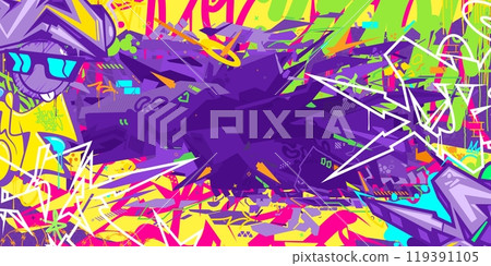 Abstract Hip Hop Urban Street Art Graffiti Style Vector Illustration Background Banner 119391105