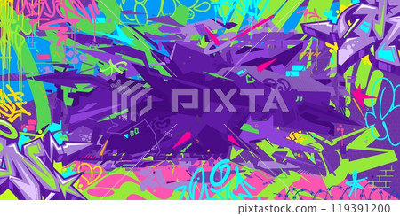 Cool Trendy Abstract Hip Hop Urban Street Art Graffiti Style Vector Illustration Background Banner 119391200
