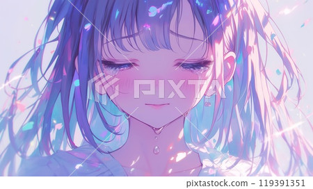 美麗的動漫風格日本女孩流淚 119391351