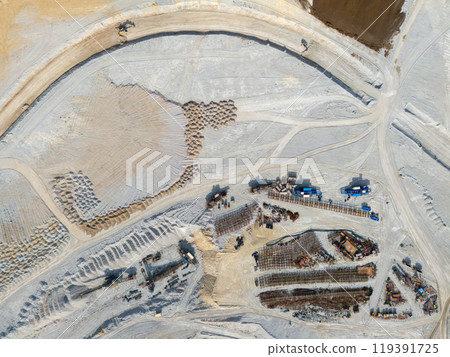 Construction of reinforced structures and buildings inside an open pit coal mine Construction of reinforced structures and buildings inside an open pit coal mine 119391725