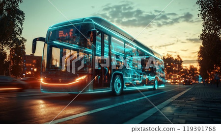 配備人工智慧的公車自動駕駛的圖像 119391768
