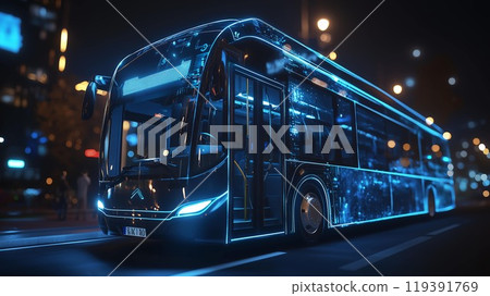 配備人工智慧的公車自動駕駛的圖像 119391769