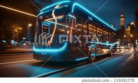 配備人工智慧的公車自動駕駛的圖像 119391770
