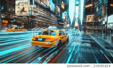 配備人工智慧的計程車自動駕駛的圖像 119391824