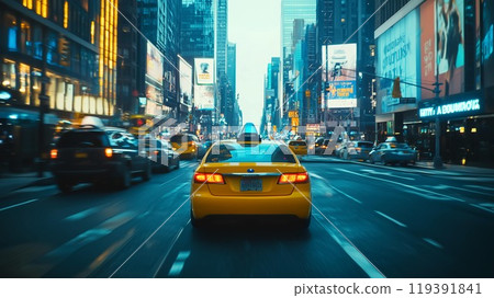 Image of an autonomous, AI-equipped taxi 119391841