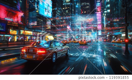 Image of an autonomous, AI-equipped taxi Image of an autonomous, AI-equipped taxi 119391855