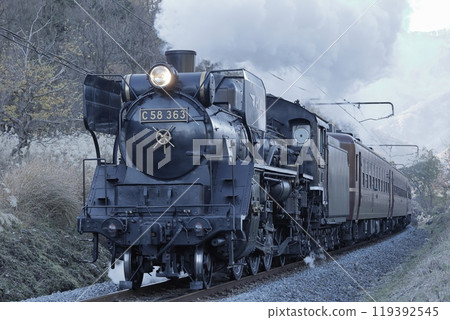 Chichibu Railway: C58363 Paleo Express with JNR mark and Goto differential running on the Chichibu road in winter 119392545