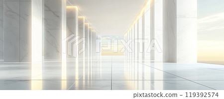 空白白色大理石地板的 3D 渲染 119392574