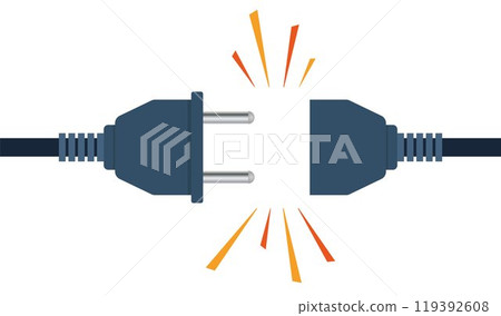 Electric socket and plug. European type of electric equipment. Power socket with cable. Connection and disconnection concept. Vector illustration. Electric socket and plug. European type of electric equipment. Power socket with cable. Connection and disconnection concept. Vector illustration. 119392608