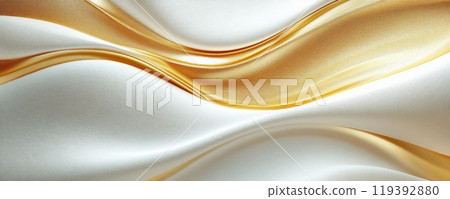 牆上畫著金色和白色的波浪圖案 牆上畫著金色和白色的波浪圖案 119392880