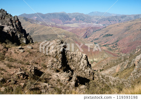 Mountainous Landscape Surrounding Maragua in Bolivia with Rugged Terrain 119393198