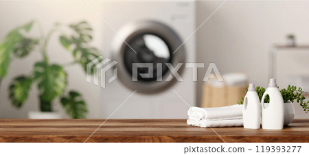 Sustainable Laundry Essentials with Modern Washer 3D Render Sustainable Laundry Essentials with Modern Washer 3D Render 119393277