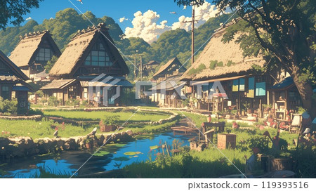 Anime-style Showa-era Japanese landscape 119393516