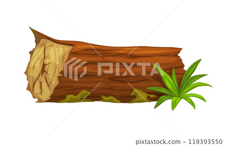 Tree log stump for jungle landscape and prehistoric dinosaur era environment, vector game asset. Cartoon broken tree log trunk with grass for arcade game nature scene element of Jurassic forest park Tree log stump for jungle landscape and prehistoric dinosaur era environment, vector game asset. Cartoon broken tree log trunk with grass for arcade game nature scene element of Jurassic forest park 119393550