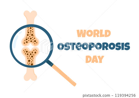 World Osteoporosis Day. Poster about osteoporosis. Vector illustration of porous bone. Flat style. 119394256