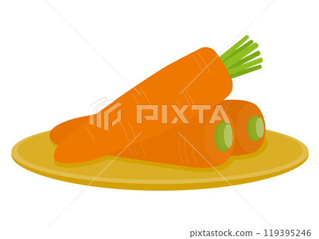 Illustration of a basket plate with carrots on it_1 119395246