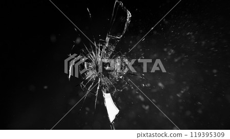 Texture of broken glass with cracks. 119395309
