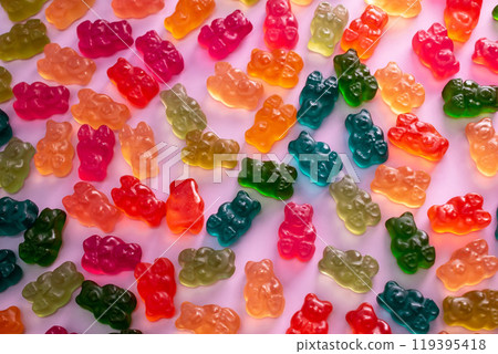 Colorful gummy candies, jelly bears sweets Colorful gummy candies, jelly bears sweets 119395418