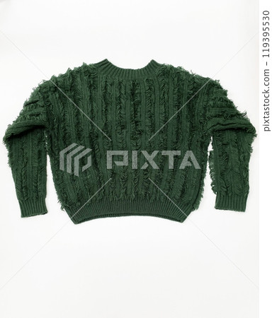 Dark green knitted sweater on a white background, flatley fashion Dark green knitted sweater on a white background, flatley fashion 119395530