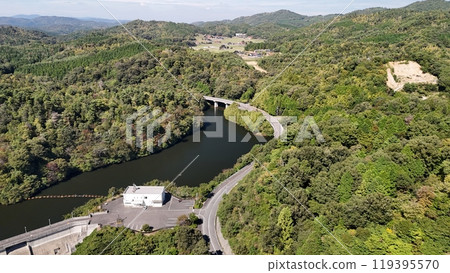Mihara City, Hiroshima Prefecture [Noma River Dam] Drone aerial photography_MNOMD_No08 119395570