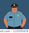Fat policeman in uniform. 119395878