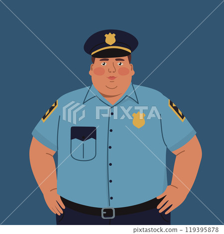 Fat policeman in uniform. Fat policeman in uniform. 119395878