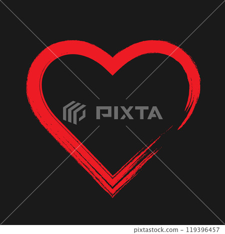 A red outline of a heart on a black background. A collection of cartoon heart stickers. Icons for Valentine's day. A red outline of a heart on a black background. A collection of cartoon heart stickers. Icons for Valentine's day. 119396457