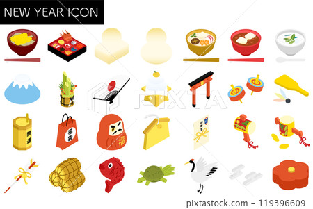Japanese New Year, isometric illustration Japanese New Year, isometric illustration 119396609