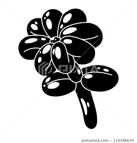Black flower bubble sticker in trendy retro y2k style. Cartoon graffiti illustration, print isolated on white background. Cute party decoration. Black flower bubble sticker in trendy retro y2k style. Cartoon graffiti illustration, print isolated on white background. Cute party decoration. 119396634