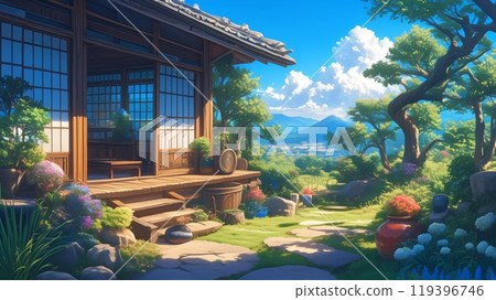 Anime-style Showa-era Japanese landscape 119396746