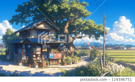 Anime-style Showa-era Japanese landscape 119396751