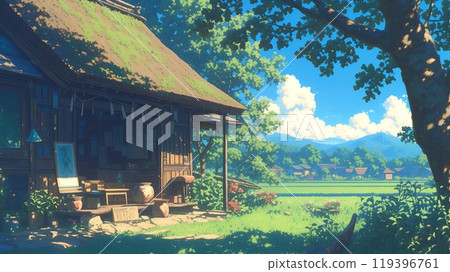 Anime-style Showa-era Japanese landscape Anime-style Showa-era Japanese landscape 119396761