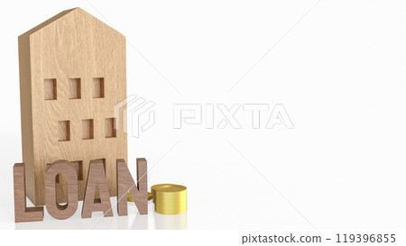 The wood house and gold coins for home loan concept 3d rendering. The wood house and gold coins for home loan concept 3d rendering. 119396855