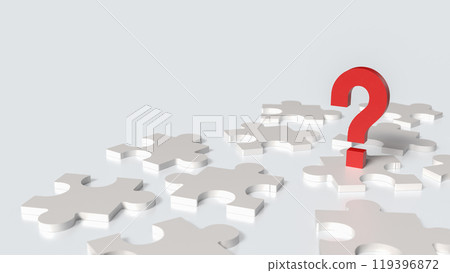 The red question mark and white jigsaw for Business concept 3d rendering. The red question mark and white jigsaw for Business concept 3d rendering. 119396872