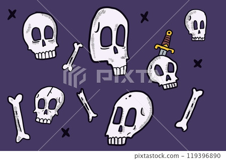 halloween element cute skull ghost design trick or treat  119396890