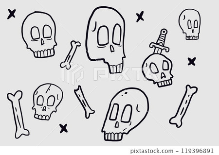 halloween element cute skull ghost design trick or treat  119396891