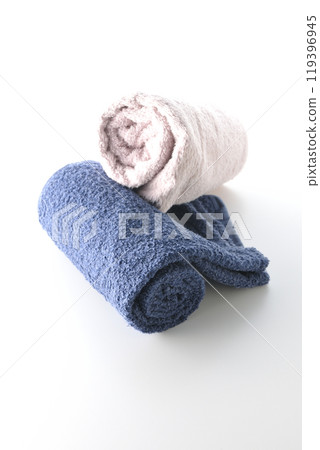 Towel photographed on a white background Towel photographed on a white background 119396945