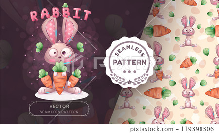 Cartoon character adorable animal rabbit - seamless pattern 119398306