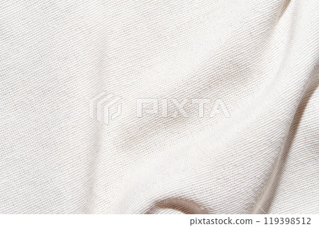 Close-up texture of natural cotton fabric in neutral beige tone for fashion 119398512